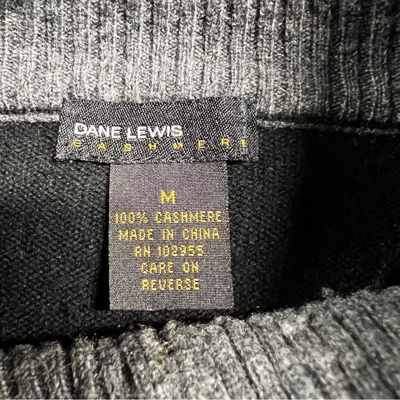 Dane Lewis Black 100% Cashmere quarter Zip Pullover Sweater size Medium EUC - Picture 2 of 3